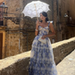Elegant Floral Print Chiffon Long Prom Dresses Evening Dresses SH675