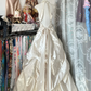 Vintage A Line Halter Beaded Ivory Satin Open Back Long Prom Dress SH5244