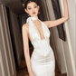 Mermaid Halter Sleeveless Satin Backless Prom Dress Evening Gown SH1322