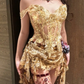 Golden A Line Straps Exquisite Sequin Short Homecoming Dress SH5012