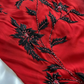 Vintage Sexy A Line Black Beaded Ruffle Red Chiffon Long Party Dress Prom Dress SH5469