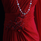 Vintage A Line One Shoulder Appliques Red Chiffon Prom Dress Wedding Guest Dress SH5335