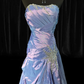 Vintage Purple A Line Strapless Beaded Satin Prom Dress Evening Dress SH5601