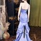 Elegant Purple Mermaid Strapless Satin Long Prom Dress SH4579