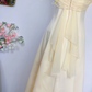 Vintage Yellow Simple A Line Spaghetti Strap Chiffon Satin Prom Dress Outfits SH4952