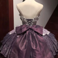 Purple Cute Ball Gown Halter Bow Layered Sequin Tulle Short Prom Dress Homecoming Dress SH6437