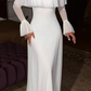 Romantic A Line Long Sleeve White Tulle Prom Dress SH5566