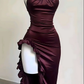 Sexy Sheath Halter Slit Ruffles Prom Dress Evening DressSH1400