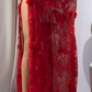 Baby Red Sheath V Neck Beaded 3D Floral Lace Prom Dress Evening Dress SH4544