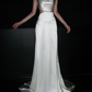 White Pearl A Line Spaghetti Strap Satin Long Wedding Dress SH5977