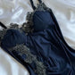 Sexy Navy Blue Mermaid Lace Prom Dress Party Dress SH1237