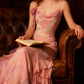 Fairytale Pink Mermaid Spaghetti Strap Beaded Ruffle Chiffon Prom Dress SH2664