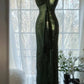 Green Sheath Halter Beaded Appliques Chiffon Long Prom Dress Graduation Prom Dress SH2485