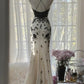 Gentle Mermaid Spaghetti Strap Black Appliques Chiffon Prom Dress Graduation Prom Dress SH2461