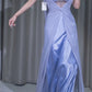 Gentle Purple A Line Strap Beaded Chiffon Satin Prom Dress Evening Dress SH3774