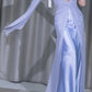 Gentle Purple A Line Strap Beaded Chiffon Satin Prom Dress Evening Dress SH3774