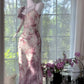 Flowy Purple Print Floral  Mermaid Spaghetti Strap Chiffon Prom Dress Evening Dress Formal Dress SH3777