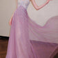Shiny A Line Sweetheart Neck Beaded Pink Tulle Prom Dress Evening Dress Formal Dress SH3775