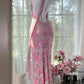 Dreamy Exquisite Pink Floral Lace Sheath Spaghetti Strap Prom Dress Evening Dress Formal Dress SH3779