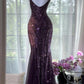 Exquisite Beaded Sequin Mermaid V Neck Chiffon Prom Dress Evening Dress Formal Dress SH3778