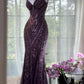 Exquisite Beaded Sequin Mermaid V Neck Chiffon Prom Dress Evening Dress Formal Dress SH3778