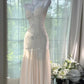 Ivory Rhinestone Mermaid Spaghetti Straps Chiffon Prom Dress Evening Dress SH3781