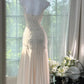 Ivory Rhinestone Mermaid Spaghetti Straps Chiffon Prom Dress Evening Dress SH3781