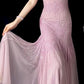 Lilac Mermaid Spaghetti Strap Beaded Chiffon Long Prom Dress Graduation Prom Dress SH2486