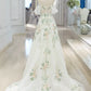 A Line Off Shoulder Tulle Lace Applique White Long Prom Dress Formal Dress SH3574