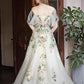 A Line Off Shoulder Tulle Lace Applique White Long Prom Dress Formal Dress SH3574