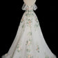 A Line Off Shoulder Tulle Lace Applique White Long Prom Dress Formal Dress SH3574