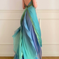Vintage Dreamy A Line Blue Green Ombre Chiffon Prom Dress Wedding Guest Dress SH5438