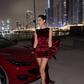 Burgundy Bow Sheath Round Neck Velvet Mini Homecoming Dress Birthday Dress SH4269