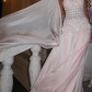 Elegant A Line One Shoulder Beaded Light Pink Satin Prom Dress Wedding Guest Dress SH4722