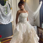 Stunning Vintage Ball Gown Strapless Exquisite Beaded Layered Organza Prom Dress SH5382