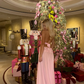 Gentle A Line V Neck Floral Chiffon Backless Long Prom Dress Vacation Dress SH5556