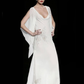 Elegant White Mermaid V Neck Butterfly Embroidery Beaded Chiffon Prom Dress Evening Dress SH3819
