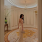Gentle Apricot Sheath Spaghetti Straps Lace Satin Long Prom Dress Evening Dress SH8800