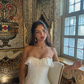 White A Line Sweetheart Neck Satin Lace Short Homecoming Dress Birthday Dress SH4657