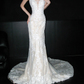 Elegant Sheath Sweetheart Neck White Lace Long Wedding Dress SH6675