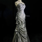 Retro Mermaid Spaghetti Strap Flower Grey Satin Prom Dress Evening Dress SH3326