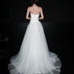 Classic A Line Strapless White Tulle Long Wedding Dress SH5958