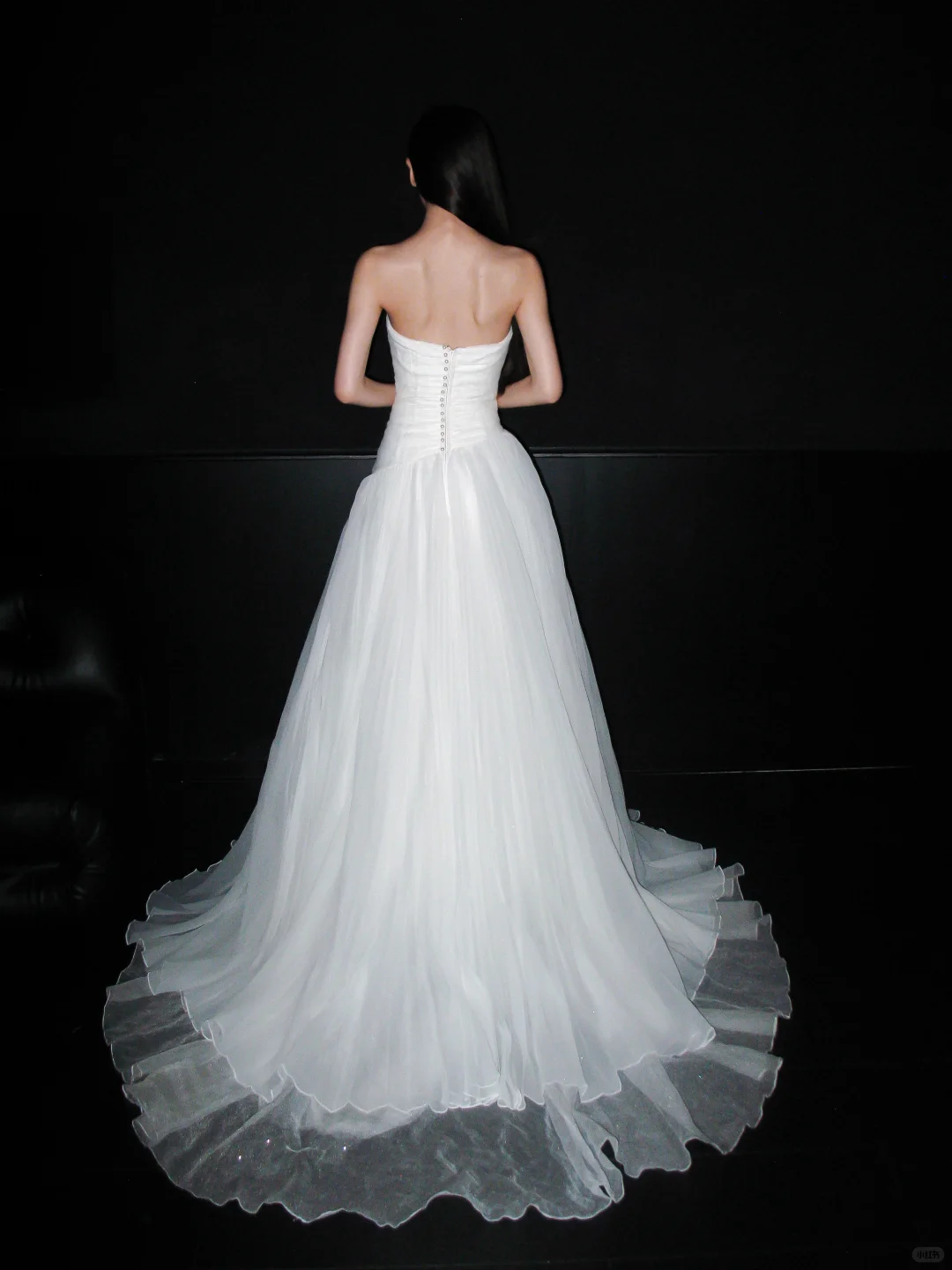 Classic A Line Strapless White Tulle Long Wedding Dress SH5958