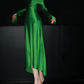 Stunning Green A Line Long Sleeve Satin Prom Dress SH5555