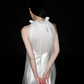 Romantic Mermaid Straps White Satin Tulle Long Wedding Dress SH8930