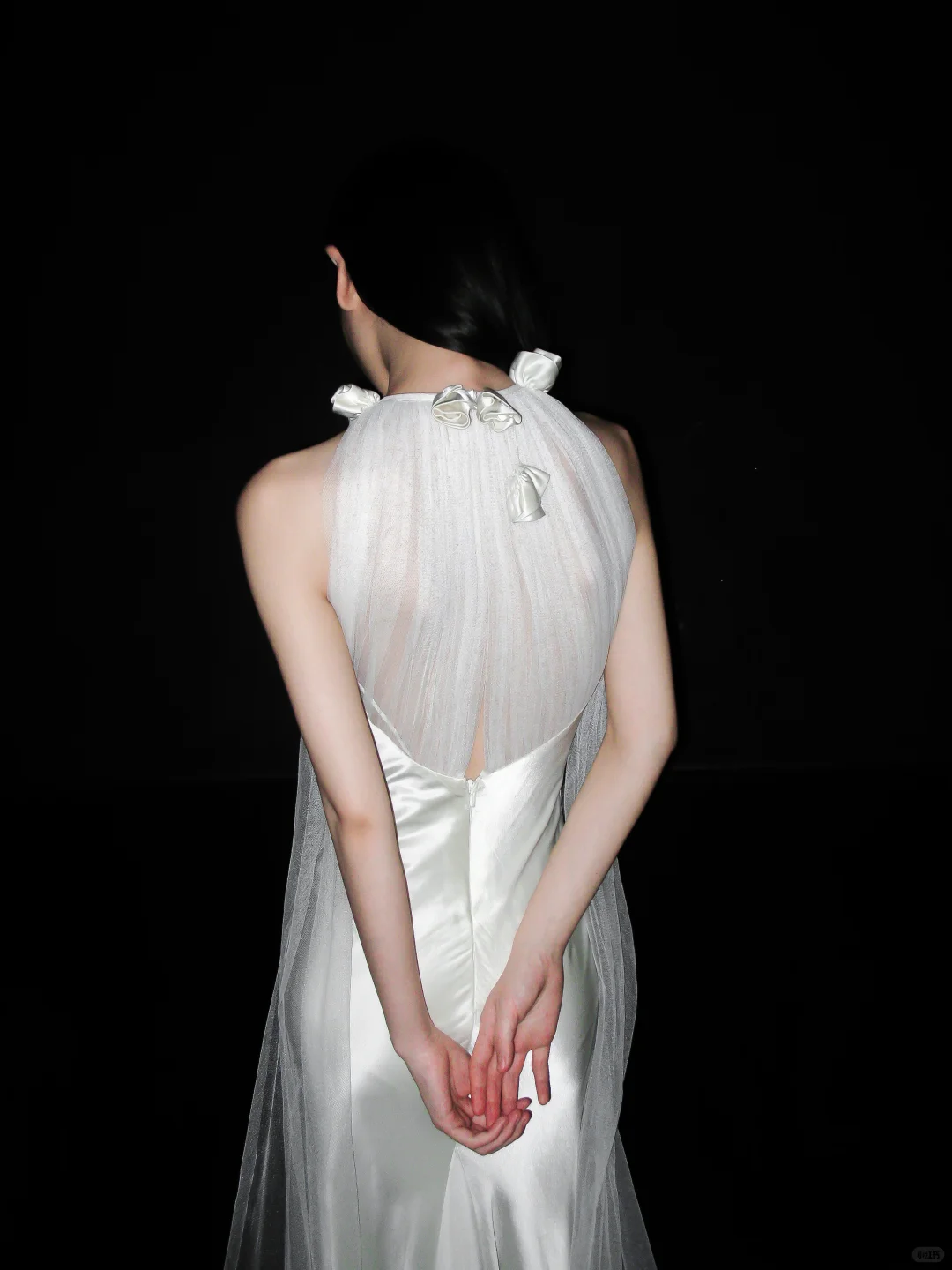 Romantic Mermaid Straps White Satin Tulle Long Wedding Dress SH8930
