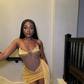 Sexy Gold Prom Dress Velvet Beads Birthday Party Cocktail Gown Homecoming Dress  SH1452