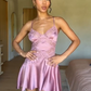 Charming A Line Spaghetti Straps Purple Short Homecoming Dress with Lace SH7900