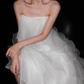 Dreamy A Line Strapless White Layered Organza Wedding Dress SH5865