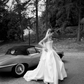 Simple A Line Strapless Corset White Satin Long Wedding Dress SH8255